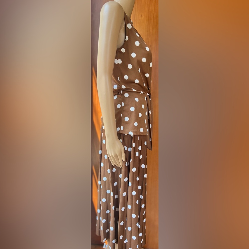HALLHUBER  2 Piece Brown Polkadot Skirt & Top Size XS - Picture 4 of 10